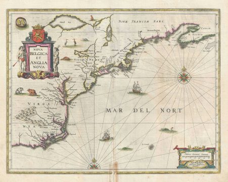1647 Jansson Map of New York, New England and Virginia