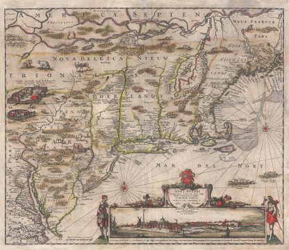 1684 Danckert's 'Farm Animal' Map of New York, Virginia, and New England (Novi Belgii)