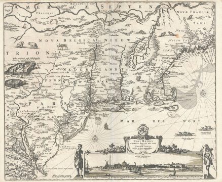 1684 Visscher Map of New York, Virginia, and New England (Novi Belgii)
