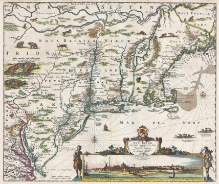 1684 Visscher Map of New York, Virginia, and New England (Novi Belgii)