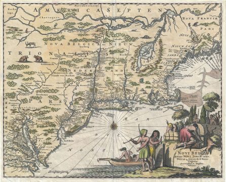 1671 Montanus and Ogilby Map of New York, New England, and Virginia
