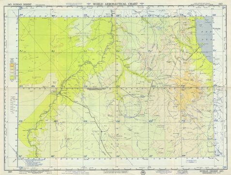 1957 U.S. Army Air Forces Aeronautical Chart or Map of Parts of Sudan and Egypt
