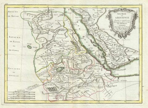 1771 Bonne Map of East Africa (Ethiopia, Sudan, Red Sea)