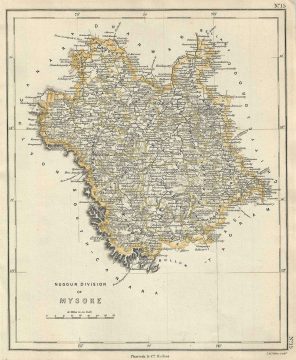 1854 Pharoah and Company Map of the Nuggur Division of Mysore, Karnataka, India