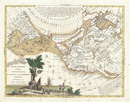 1776 Zatta Map of California, Bering Strait, Alaska, Siberia, and Western North America