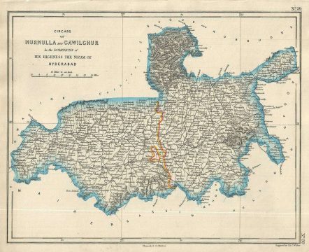 1854 Pharoah Map of Akola, Amravati, Buldhana Districts in Maharashtra, India