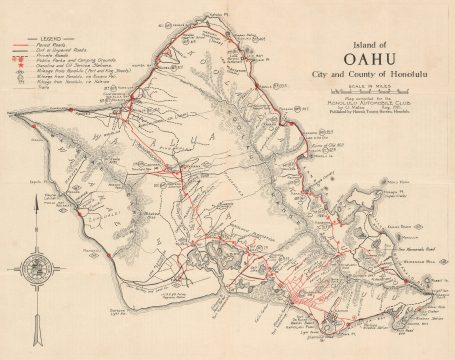 1921 Matsu Road Map of Oahu, Hawaii
