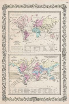 1857 Colton Map of World Ocean Currents and Co-Tidal Lines