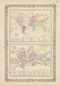 1856 Colton Map of World Ocean Currents and Co-Tidal Lines