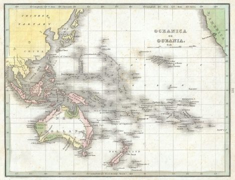 1835 Bradford Map of Australia and Polynesia
