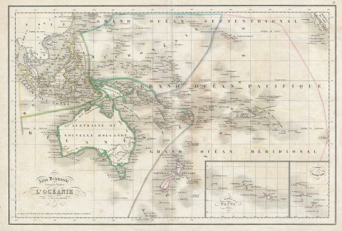 1850 Delamarche Map of Australia and Polynesia
