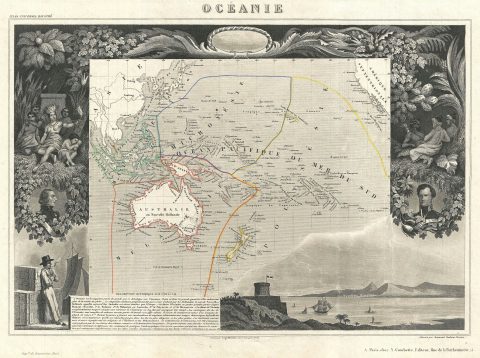 1852 Levasseur Map of Australia and Polynesia (Oceanie)