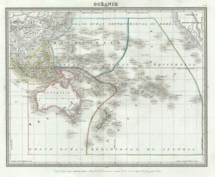 1874 Tardieu Map of Australia and the Pacific Ocean