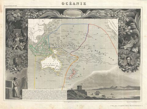 1852 Levasseur Map of Australia and Polynesia (Oceanie)