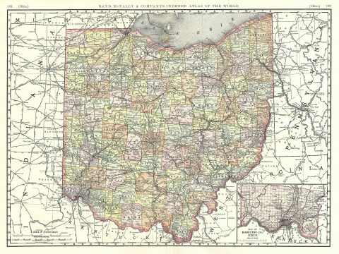 1888 Rand McNally Map of Ohio