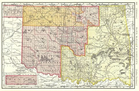 1892 Rand McNally Map of Oklahoma and the Indian Territories