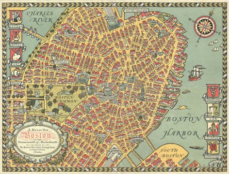 1929 Capon Pictorial Map of Boston, Massachusetts