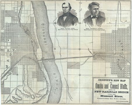 1871 Crofutt Map of Omaha, Nebraska and Council Bluffs, Iowa