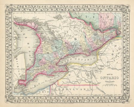 1867 Mitchell Map of Ontario, Canada