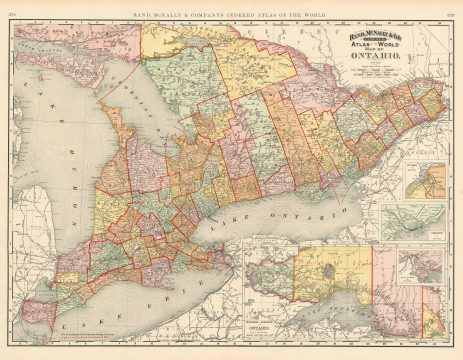 1892 Rand McNally Map of Ontario, Canada