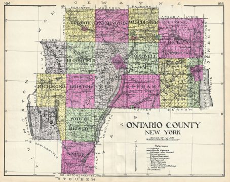 1912 Century Map of Ontario County, New York