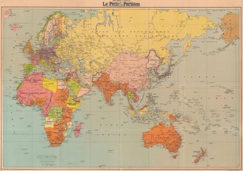 1939 Le Petit Parisien Map of the World during World War II