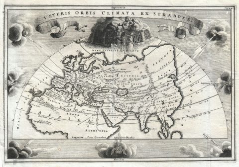 1700 Cellarius Map of Asia, Europe and Africa according to Strabo