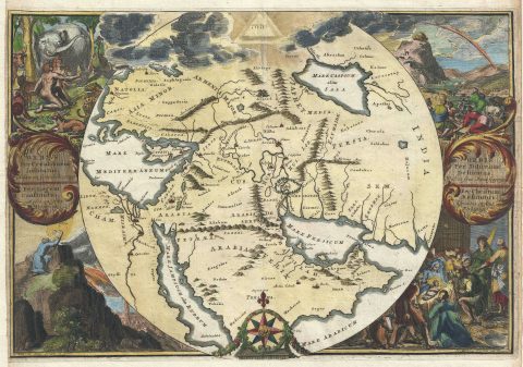 1705 de Hooghe Decorative Map of the Biblical Lands (Middle East)