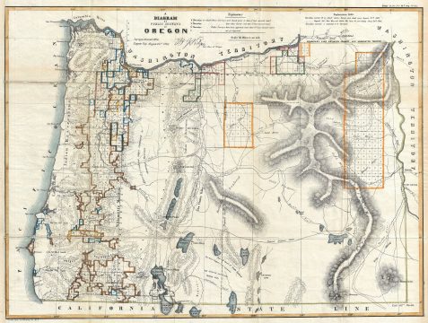 1863 Public Survey Map of Oregon