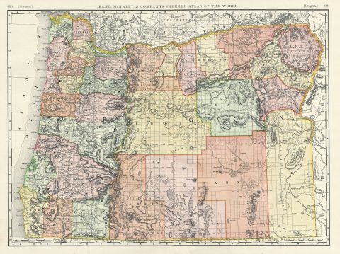 1891 Rand McNally Map of Oregon