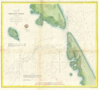 1862 U.S. Coast Survey Map of Oregon Inlet, North Carolina