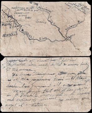 1851 Mansucript Map and Journal Entry of Pioneers on the Oregon Trail
