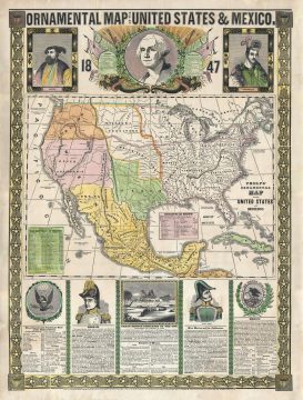 1847 Phelps Ornamental Propaganda Map of the Untied States (Manifest Destiny)