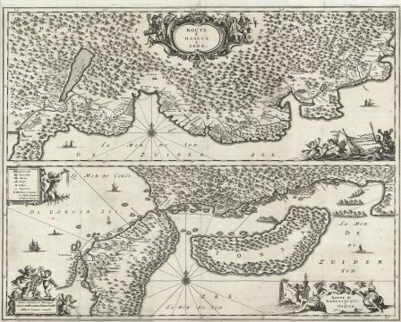 1669 Montanus Map of Japan:  Nagasaki, Edo, Osaka   (names  Sea of Korea)