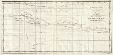 1769 Cook Map of Tahiti, the Society Islands, and the Vicinity