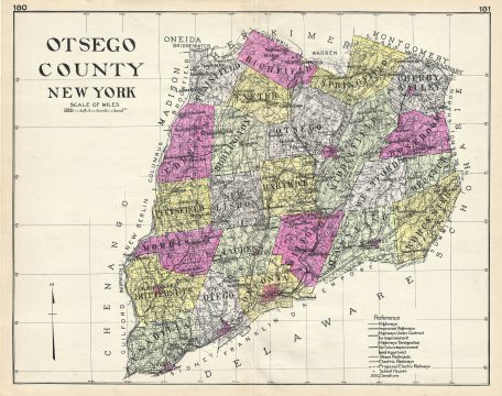 1912 Century Map of Otsego County, New York