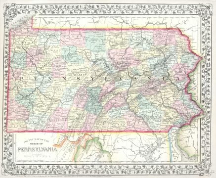 1867 Mitchell Map of Pennsylvania