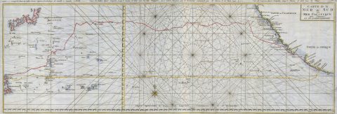 1748 Seale Map of the Pacific Ocean w/ Trade Routes from Acapulco to Manila