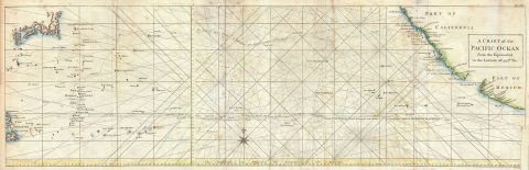 1748 Seale Map of the Pacific Ocean w/ Trade Routes from Acapulco to Manila
