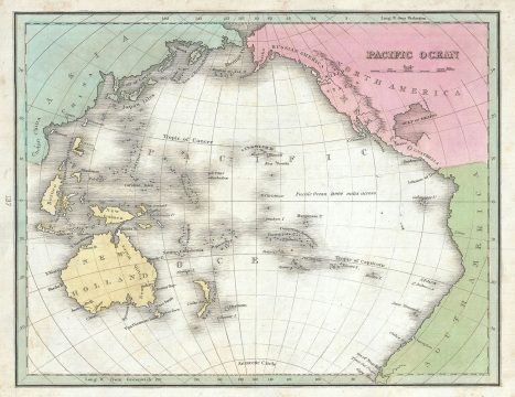 1835 Bradford Map of the Pacific Ocean, Australia and Polynesia
