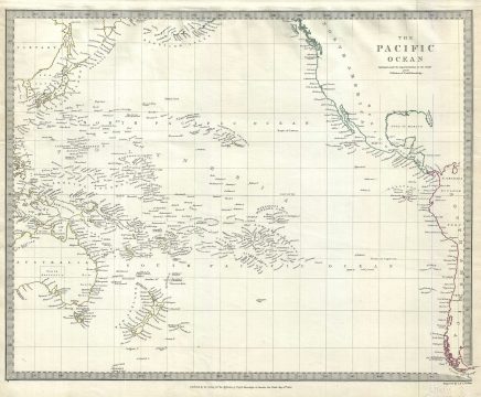1840 S.D.U.K. Map of Pacific Ocean including Polynesia, Melanesia, Micronesia