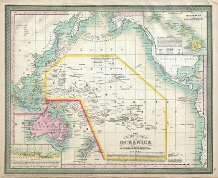 1854 Mitchell Map of the Pacific Ocean and Australia