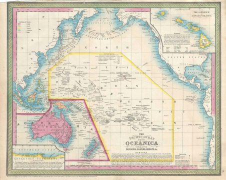 1854 Mitchell Map of the Pacific Ocean and Australia