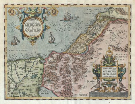 1584 Ortelius Map of Palestine, Israel or the Holy Land