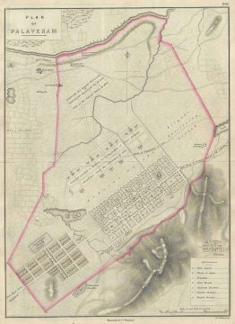 1854 Pharoah Map or Plan of the Town of Pallavaram, Chennai, India