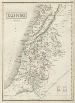 1840 Black Map of Israel, Palestine, or the Holy Land