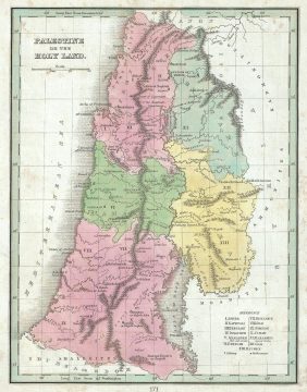 1835 Bradford Map of Israel, Palestine or the Holy Land