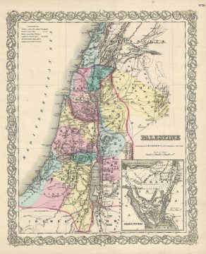 1856 Colton Map of Israel, Palestine or the Holy Land