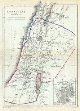 1867 Hughes Map of Israel, Palestine or the Holy Land in Antiquity