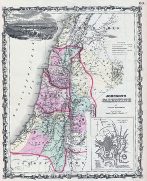 1861 Johnson Map of Palestine, Israel, or the Holy Land